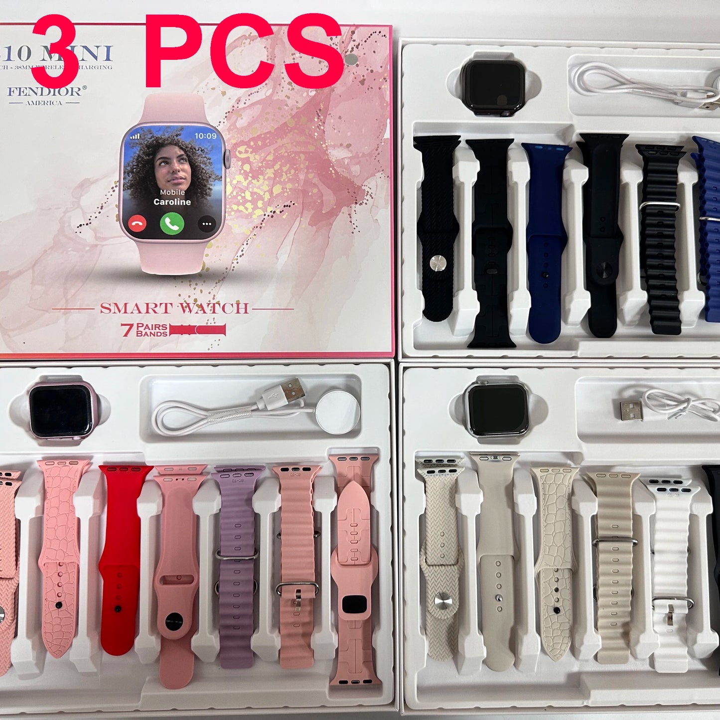 שעון חכם S10 Mini לנשים וגברים – מסך 1.85 אינץ’, תומך NFC, שיחות בלוטות’, עמיד במים ותואם אנדרואיד ו-iOS, כולל 7 רצועות להחלפה