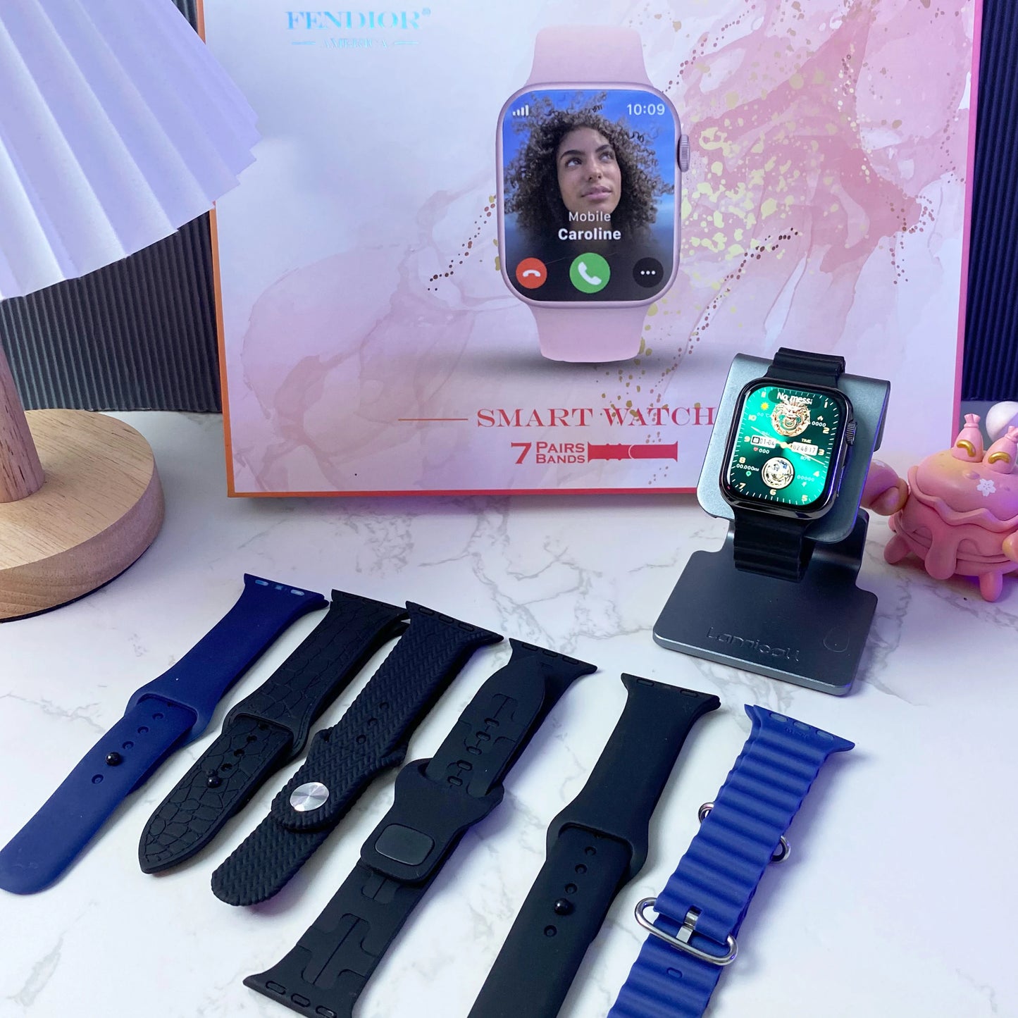 שעון חכם S10 Mini לנשים וגברים – מסך 1.85 אינץ’, תומך NFC, שיחות בלוטות’, עמיד במים ותואם אנדרואיד ו-iOS, כולל 7 רצועות להחלפה