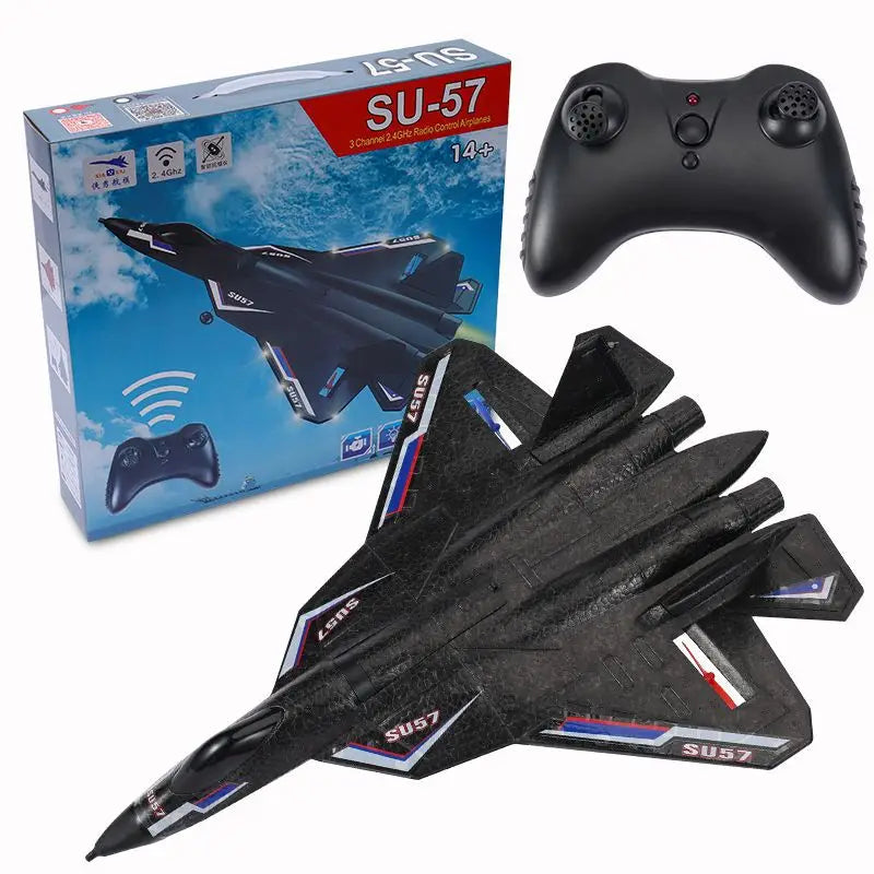 מטוס SU-57 עם שלט רחוק – עמיד לנפילות, עיצוב קרבי, מנוע חזק ותאורת LED נשלטת, עם מערכת ייצוב חכמה לחוויית תעופה מושלמת
