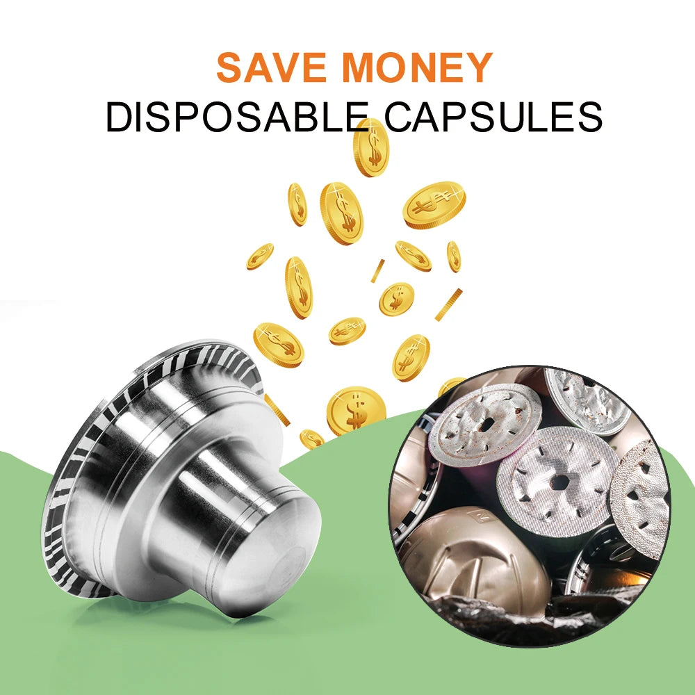 מתאם קפסולות רב-פעמי איכותי למכונות Nespresso VertuoLine | מנירוסטה עמידה, תואם לדגמי Vertuo Next ו-Pop | פתרון חסכוני ואקולוגי לשימוש בקפסולות מקוריות