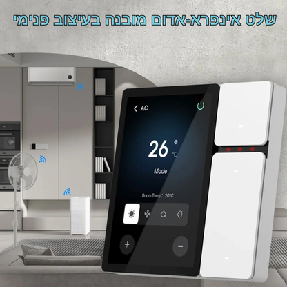 פאנל בקרת בית חכם 3.5 אינצ’ עם חיבור WiFi ו-Bluetooth - כולל 3 יציאות, 3 כפתורים ושלט IR מובנה לשליטה על כל מוצרי הבית החכם שלך