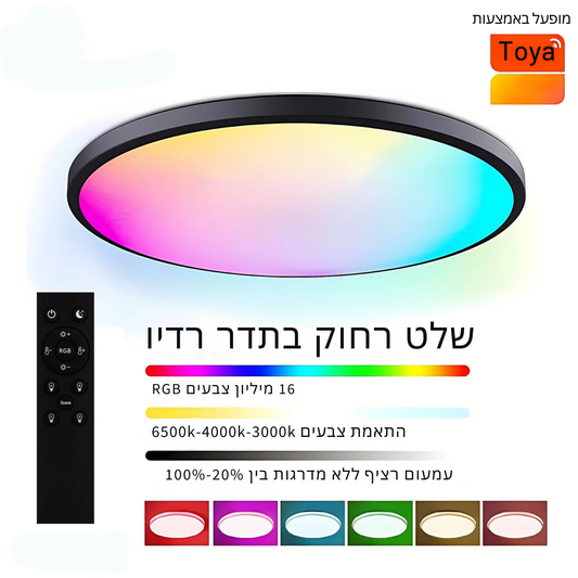 תאורת פאנל חכמה 24W מבית Toya עם שליטה קולית, שליטה באמצעות אפליקציה ושלט, RGB צבע מלא ויכולות כיוונון | תאורת תקרה LED חכמה לבית