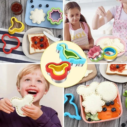 סט חותכי סנדוויץ' לילדים – אביזרים בעיצובים חמודים להכנת לחמים, עוגיות וארוחות צבעוניות, להפיכת הארוחה למהנה ומיוחדת