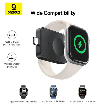 מטען אלחוטי מגנטי MagPro מבית - Baseus מותאם לכל סוגי ה-Apple Watch טעינה מהירה ויציבה 2.5W