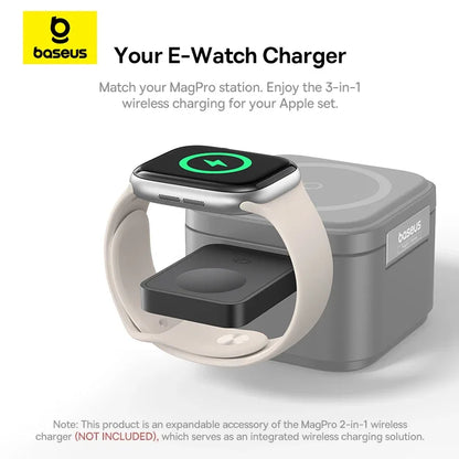 מטען אלחוטי מגנטי MagPro מבית - Baseus מותאם לכל סוגי ה-Apple Watch טעינה מהירה ויציבה 2.5W