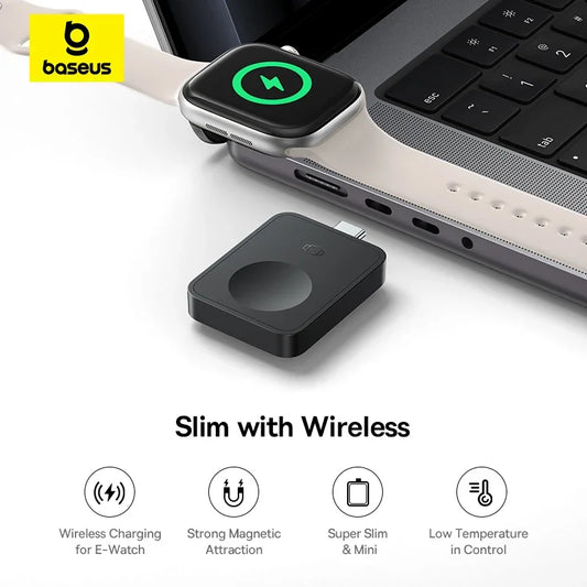 מטען אלחוטי מגנטי MagPro מבית - Baseus מותאם לכל סוגי ה-Apple Watch טעינה מהירה ויציבה 2.5W