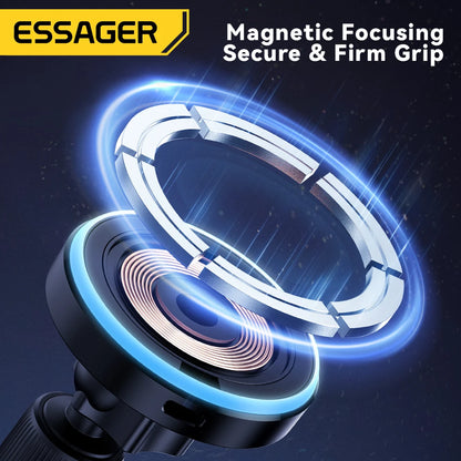 ‏מעמד מגנטי חכם לרכב עם טעינה אלחוטית 15W מבית Essager - תומך MagSafe לאייפון עם תאורת LED